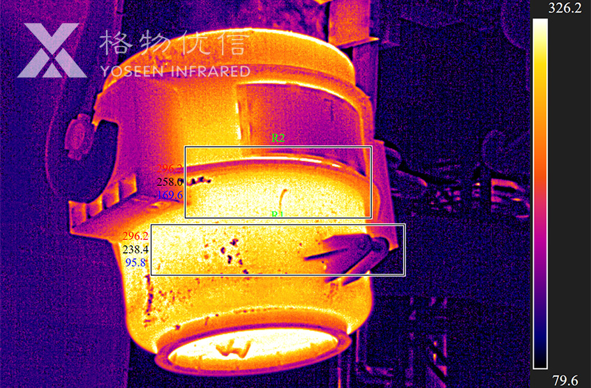 钢铁冶炼过程中的钢包测温外热像图