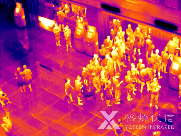 格物优信红外热像仪拍摄的人群检疫热像图